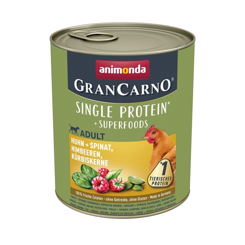 animonda GranCarno superfoods Huhn und  Spinat und  Himbeer und  Kürbiskern 24x800g