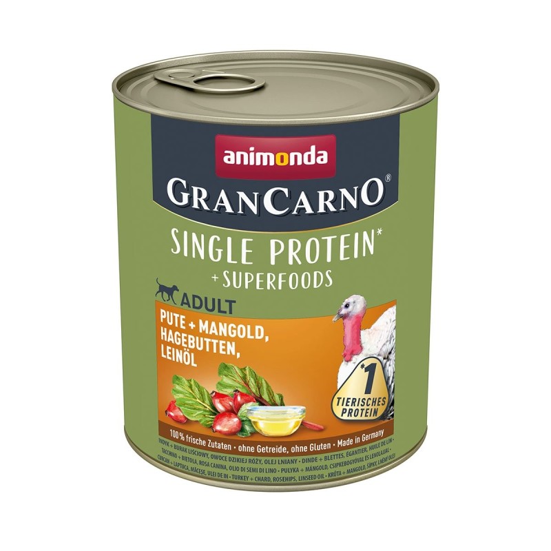 animonda GranCarno superfoods Pute und  Mangold und  Hagebutte und  Leinöl 24x800g