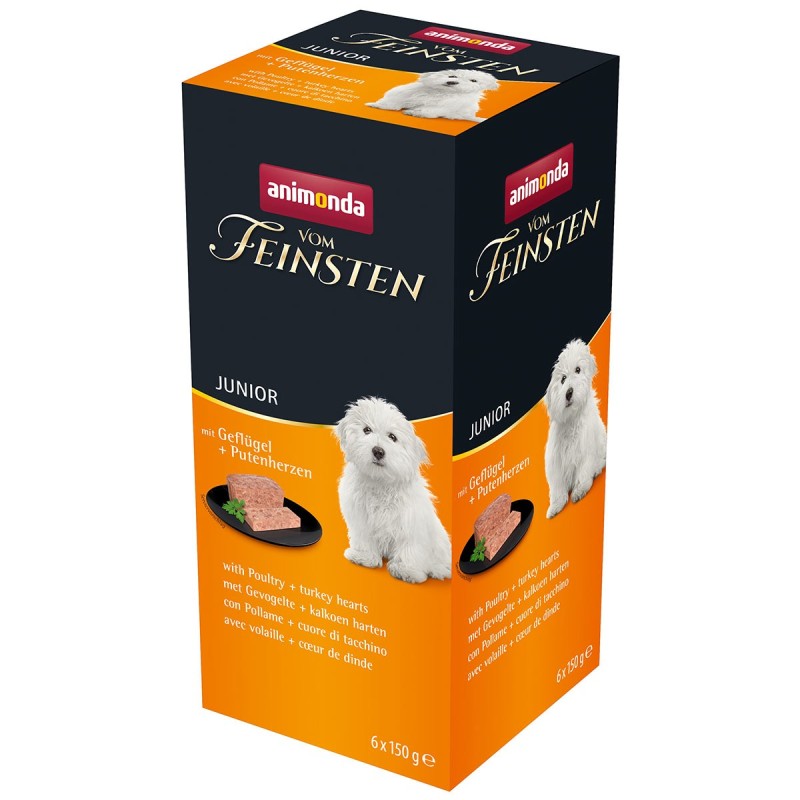 animonda vom Feinsten Junior mit Geflügel und  Putenherz 6x150g