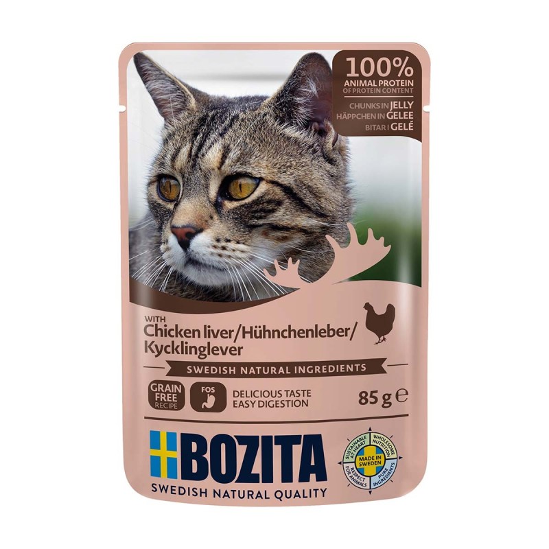 Bozita Pouch Häppchen in Gelee mit Hühnchenleber 12x85g