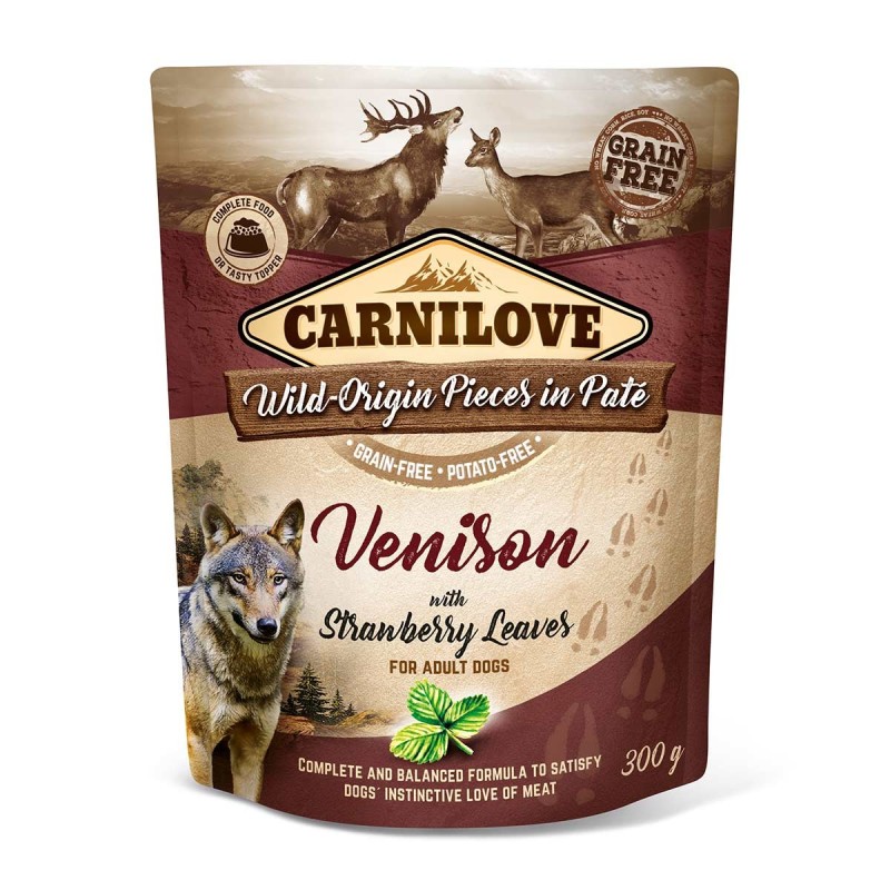 Carnilove Dog Pouch Paté - Venison with Strawberry Leaves 12x300g