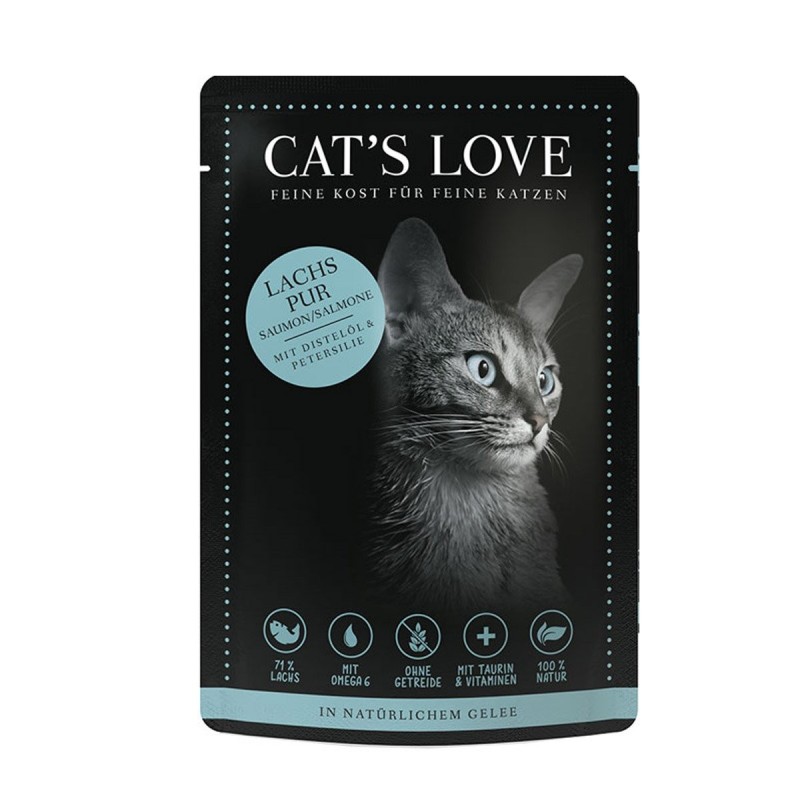 Cat's Love Nassfutter Lachs Pur mit Distelöl / Petersilie 12x85g