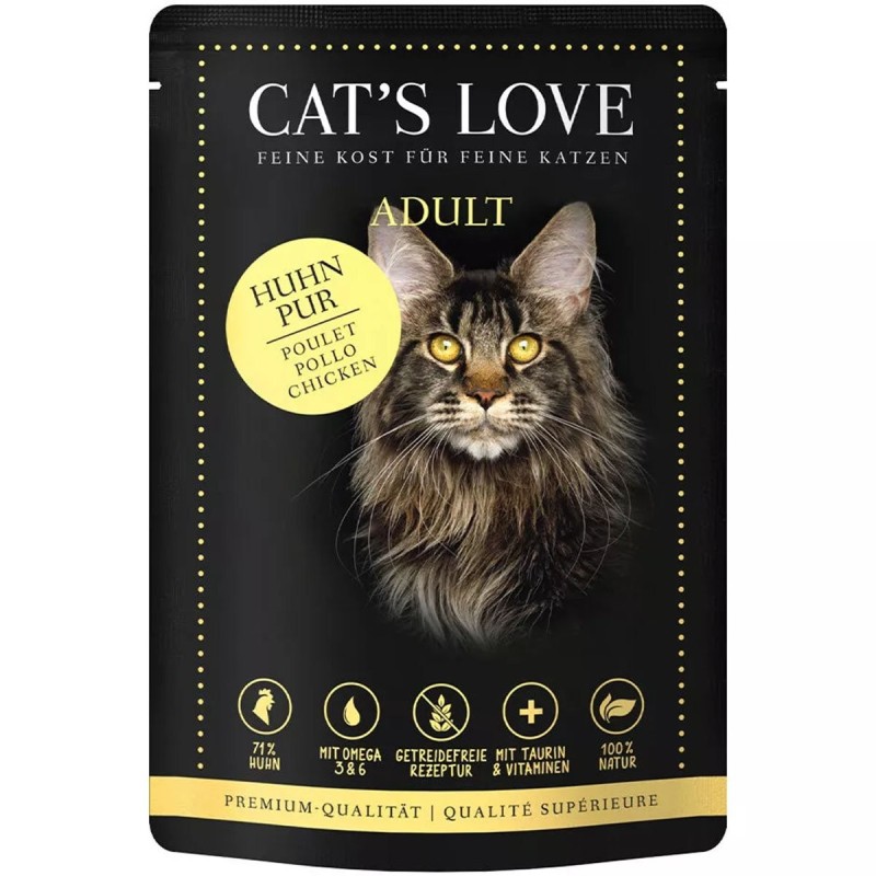 Cat's Love Nassfutter Huhn Pur mit Leinöl / Brennnessel 12x85g