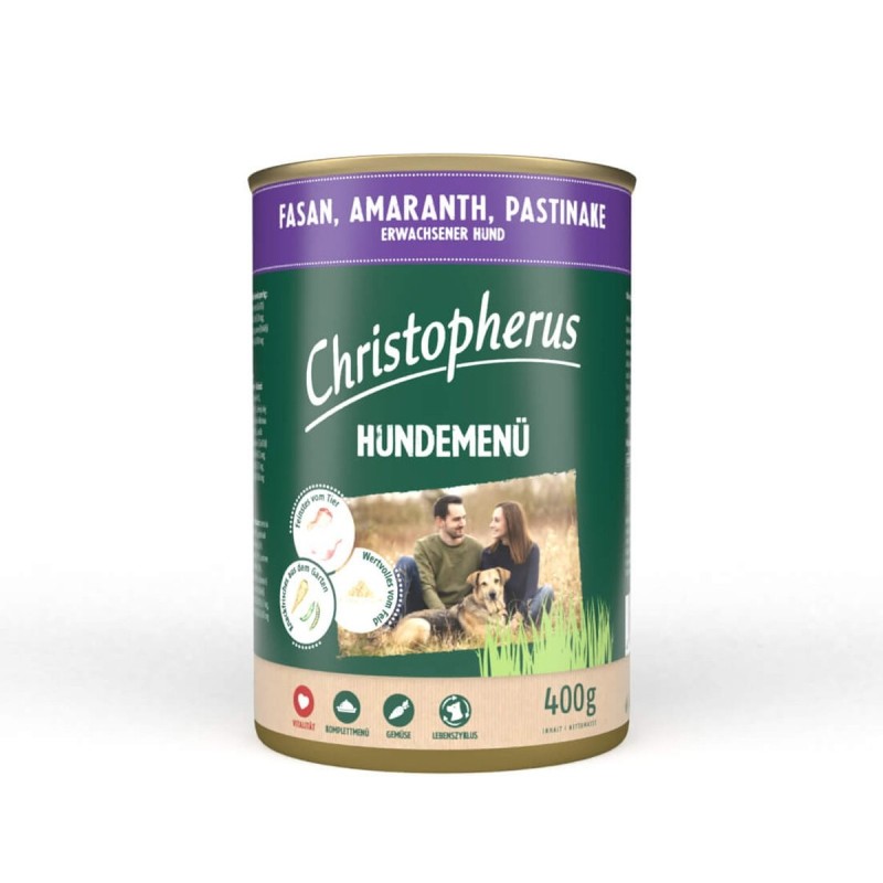 Christopherus Hundemenü mit Fasan, Amaranth und Pastinake 12x400g