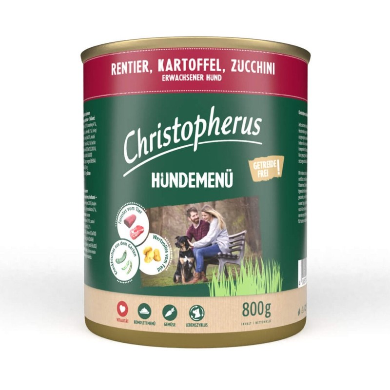 Christopherus Hundemenü mit Rentier, Kartoffel und Zucchini 6x800g