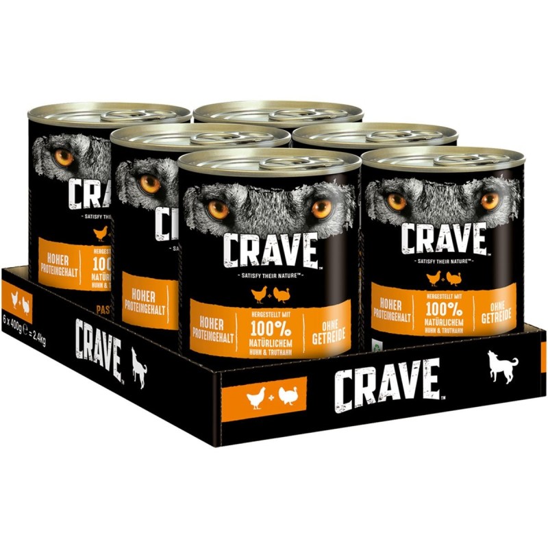 CRAVE Dose mit Huhn und Truthahn 6x400g