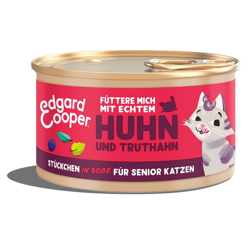 Edgard / Cooper Stückchen in Sauce Senior Truthahn und Huhn 18x85g