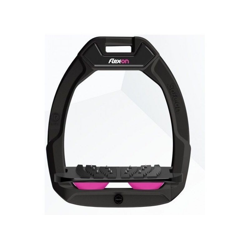 Sicherheitssteigbügel Reitkunst Neigbar Ultra Grip Schwarz/Schwarz/Rosa Flex-On Safe-On