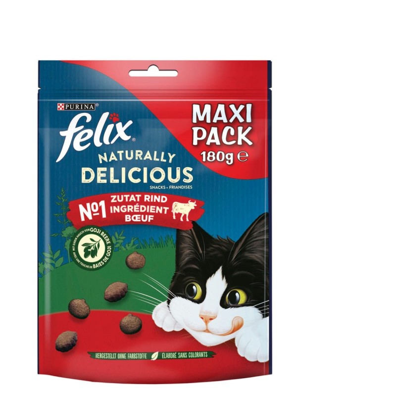 FELIX Naturally Delicious Katzensnack mit Rind / Goji Beeren 180g