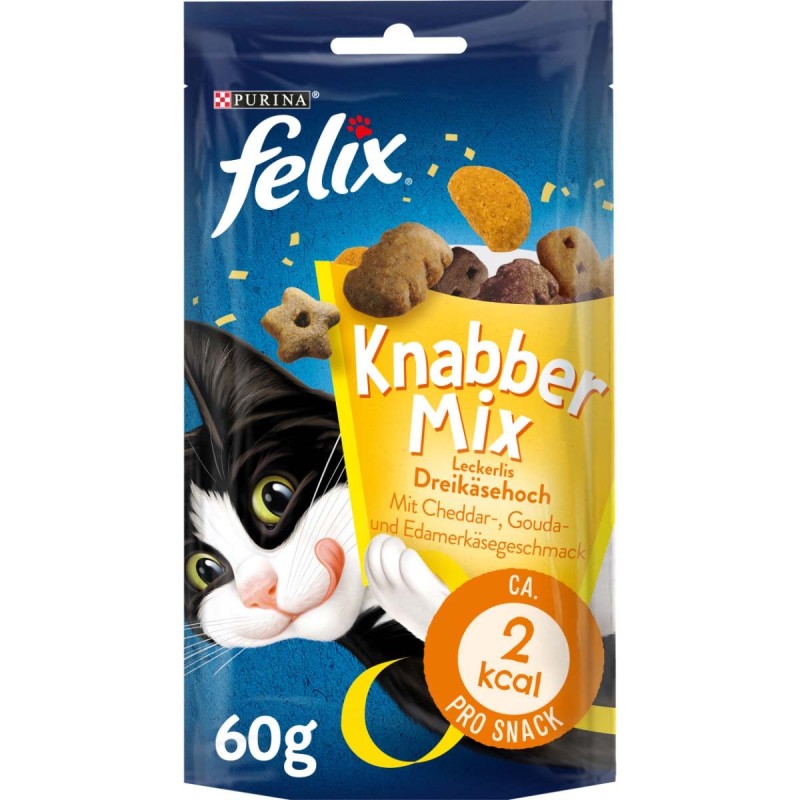 FELIX KnabberMix Dreikäsehoch Katzensnack bunter Mix 4x60g