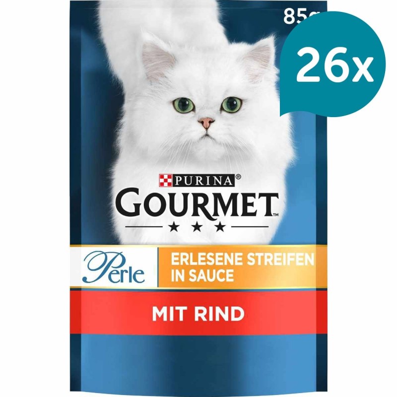 GOURMET Perle Erlesene Streifen in Sauce mit Rind 26x85g