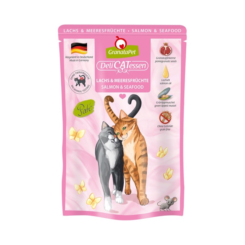 GranataPet Katze - Delicatessen Pouch Lachs / Meeresfrüchte 6x85g