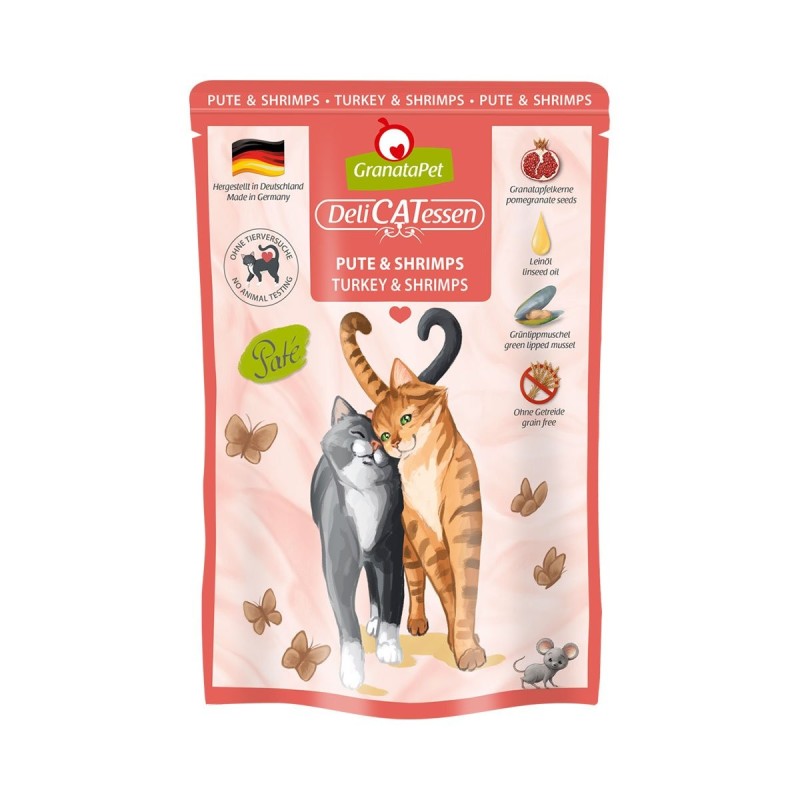 GranataPet Katze - Delicatessen Pouch Pute / Shrimps 6x85g