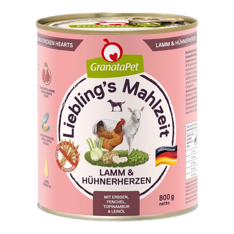 GranataPet Liebling’s Mahlzeit Lamm und Hühnerherzen 6x800g