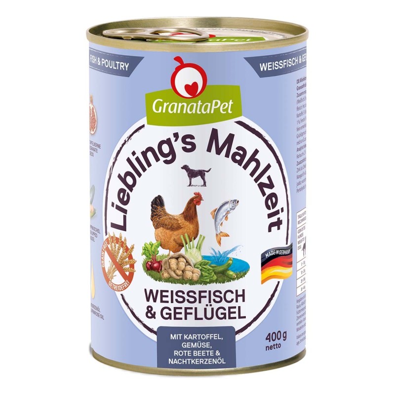 GranataPet Liebling’s Mahlzeit Weißfisch und Geflügel 6x400g