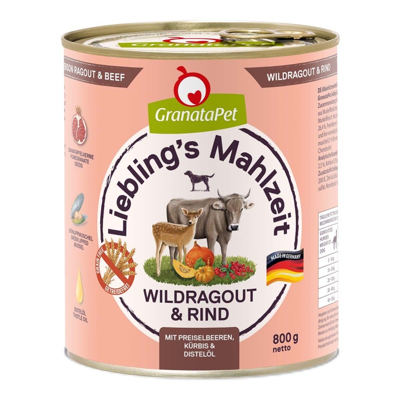 GranataPet Liebling's Mahlzeit Wildragout und Rind 6x800g