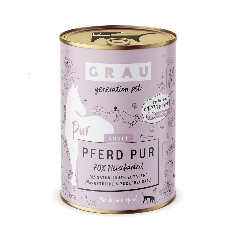 GRAU Hund Adult Pferd Pur 6x400g