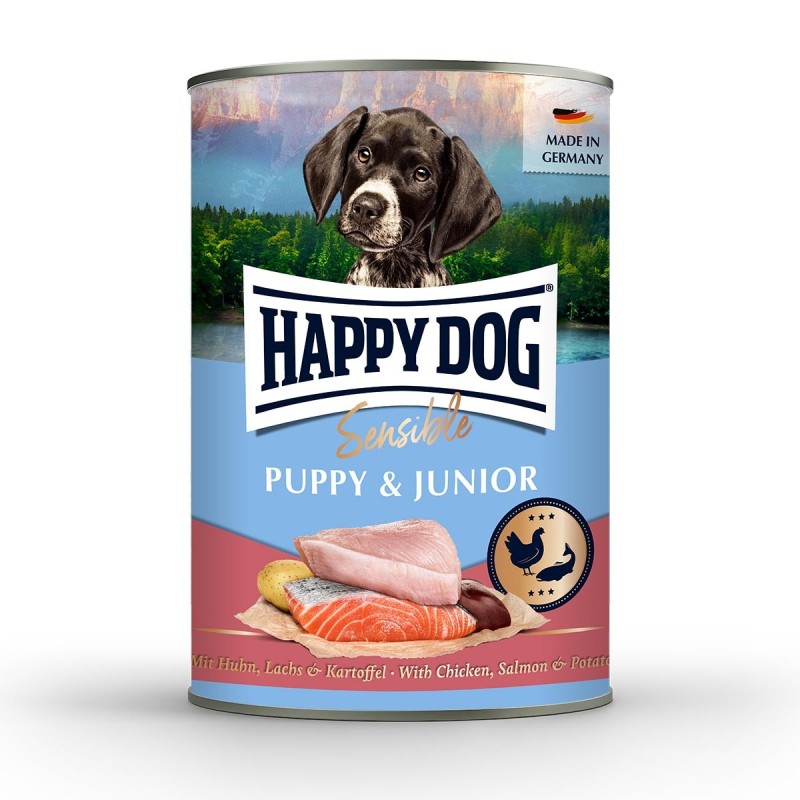 Happy Dog Sensible Puppy Huhn, Lachs / Kartoffel Dose 6x400g