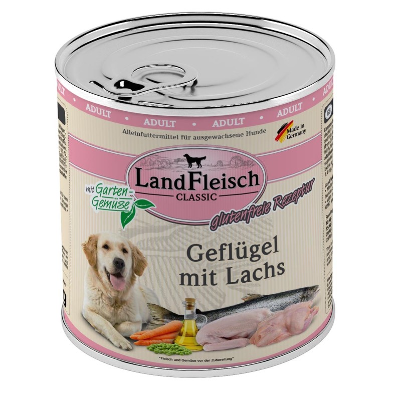 LandFleisch Dog Classic Geflügel mit Lachs 6x800g