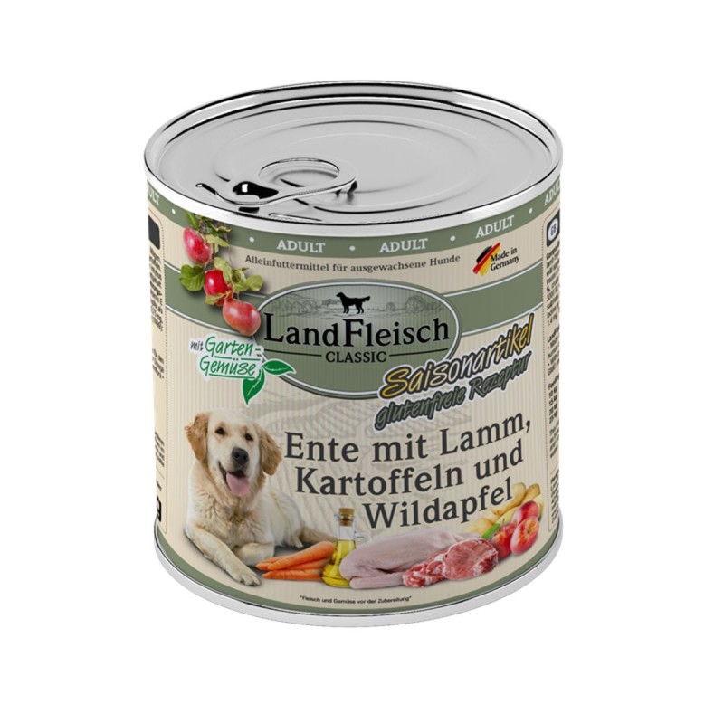 LandFleisch Dog Classic Ente mit Lamm / Wildapfel 6x800g