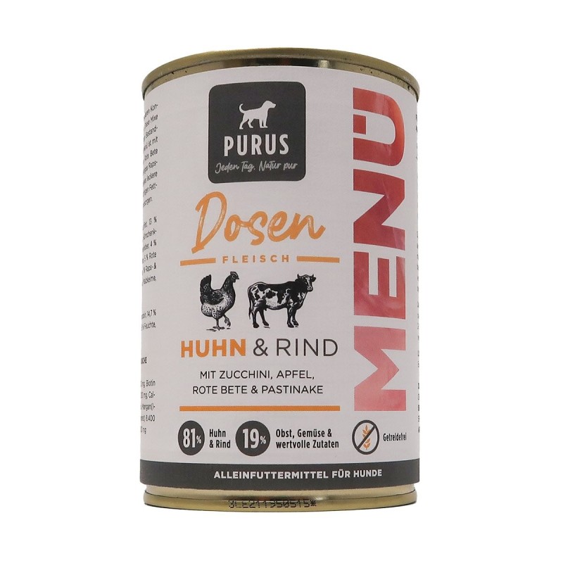 Purus Dosenfleisch Menü Rind / Huhn 6x400g