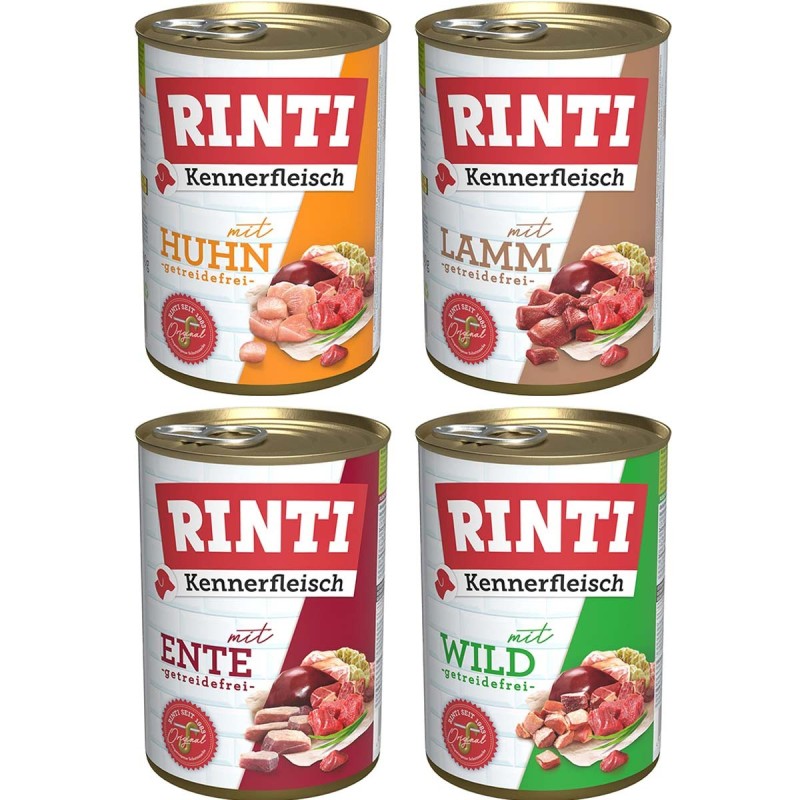 Rinti Kennerfleisch Mix Lamm / Huhn / Ente / Wild 24x400g