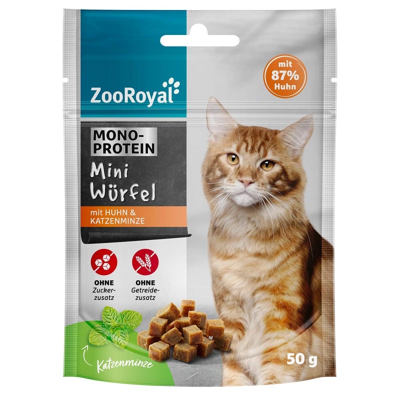 ZooRoyal Mini Würfel mit Huhn / Katzenminze 50g