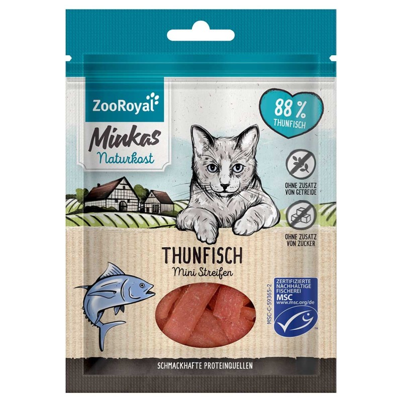 ZooRoyal Minkas Naturkost Mini Streifen Thunfisch 3x50g