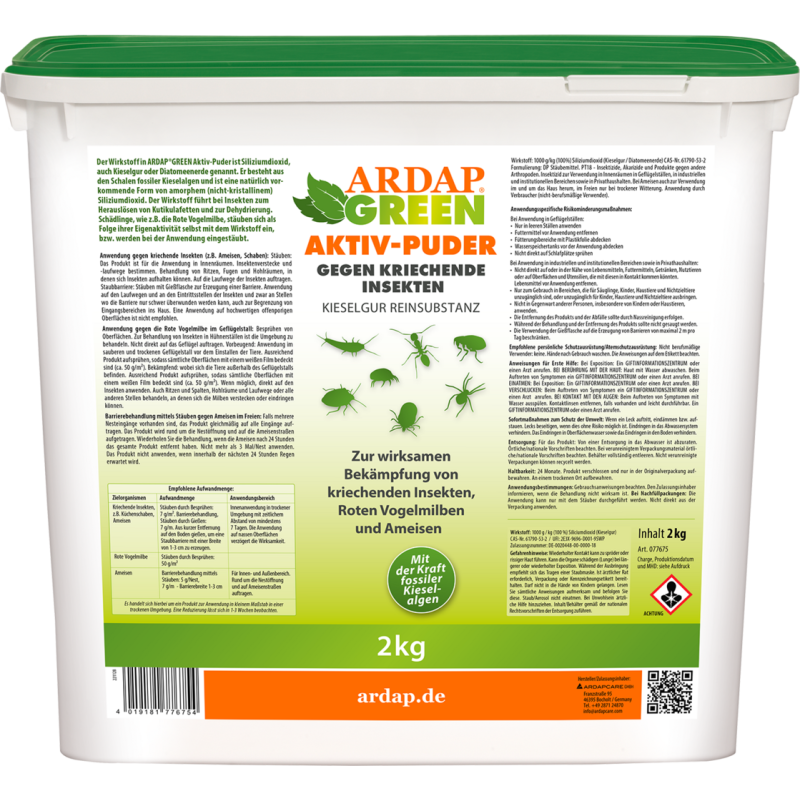 ARDAP Green Aktiv-Puder gegen kriechende Insekten - 2 kg