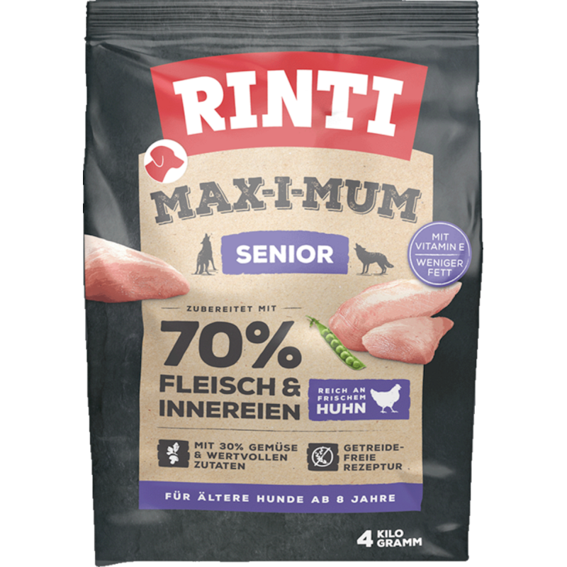 RINTI Max-I-Mum Senior Huhn Hundetrockenfutter 4 Kilogramm