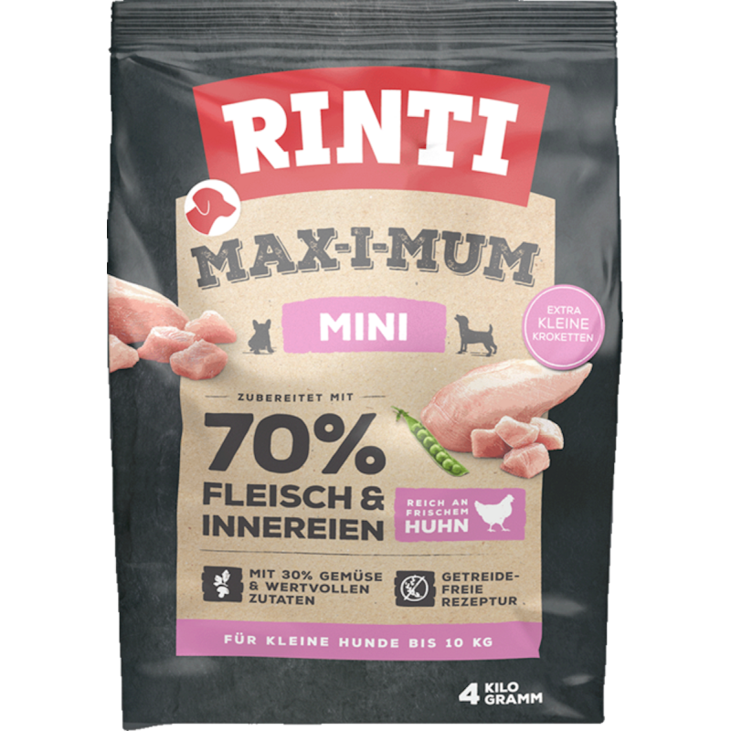 RINTI Max-I-Mum Mini Huhn Hundetrockenfutter Sparpaket 2 x 4 Kilogramm