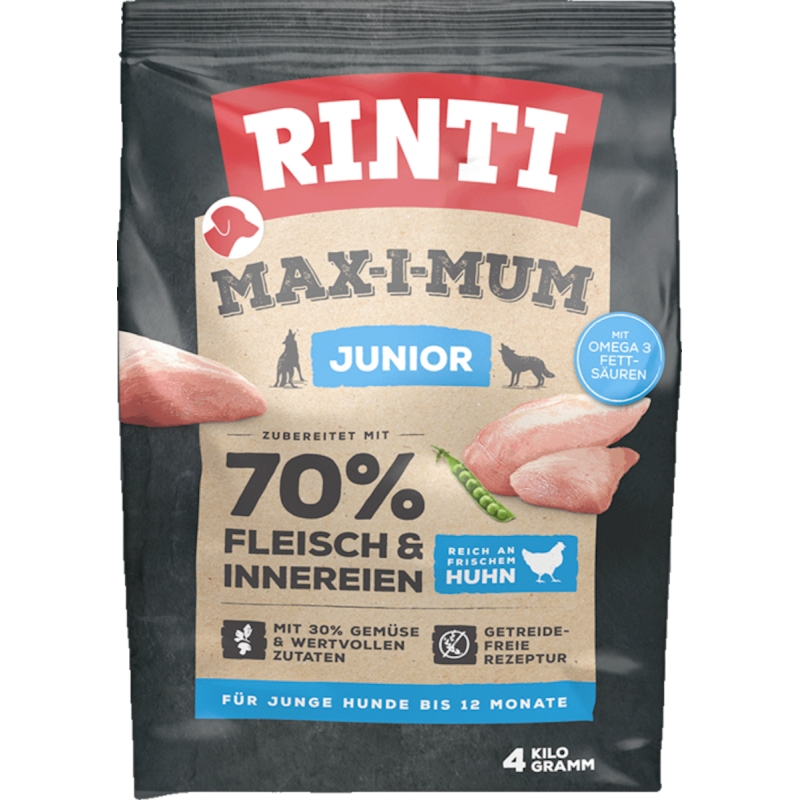 RINTI Max-I-Mum Junior Huhn Hundetrockenfutter 4 Kilogramm