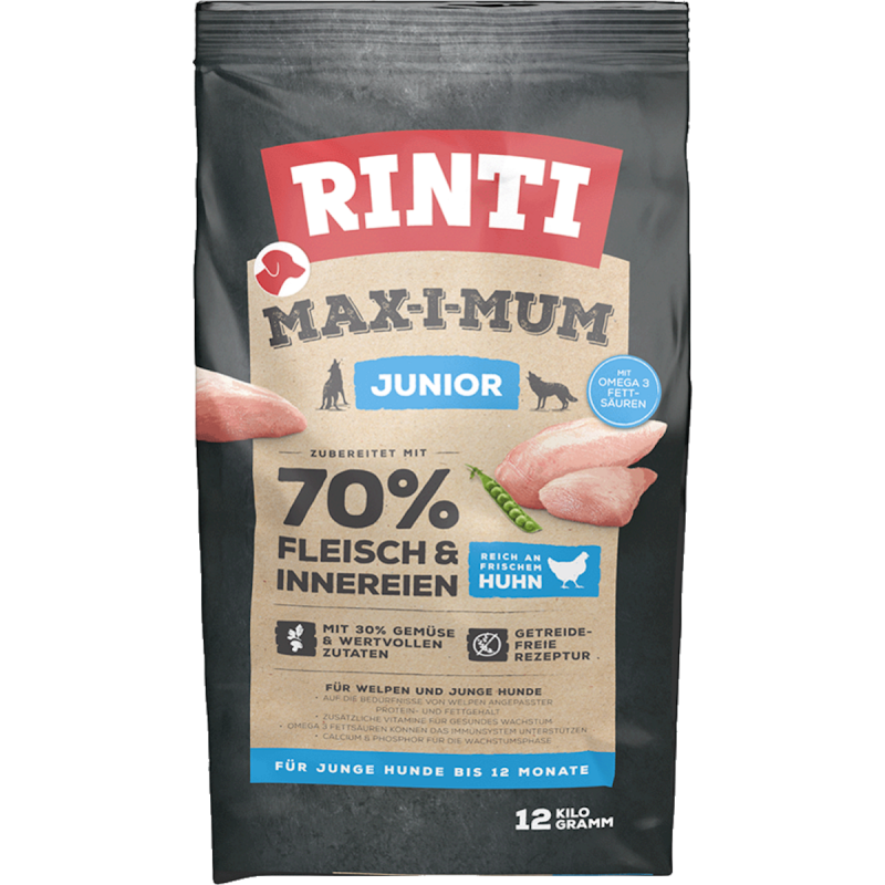 RINTI Max-I-Mum Junior Huhn Hundetrockenfutter 12 Kilogramm