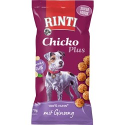 RINTI Chicko Plus Superfoods Huhn 70 Gramm Hundesnack Sparpaket 16 x 70 Gramm Ginseng