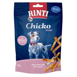 RINTI Chicko Mini 80 Gramm Hundesnacks Sparpaket 12 x 80 Gramm Häppchen mit Lachs & Huhn