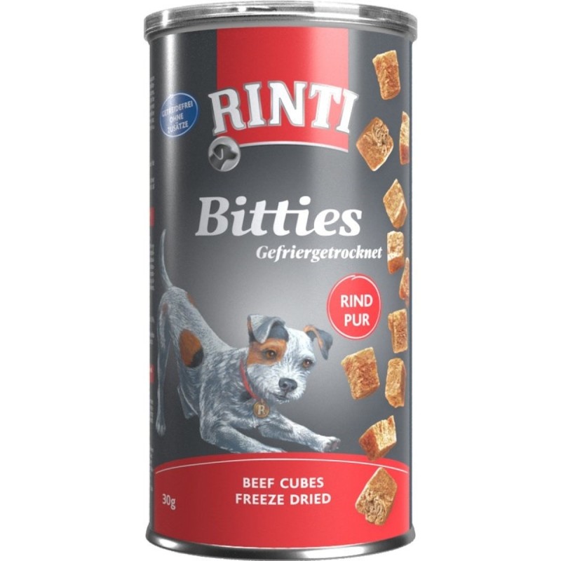 RINTI Bitties Pur gefriergetrocknet 30 Gramm Hundesnack 12 x 30 Gramm Rind