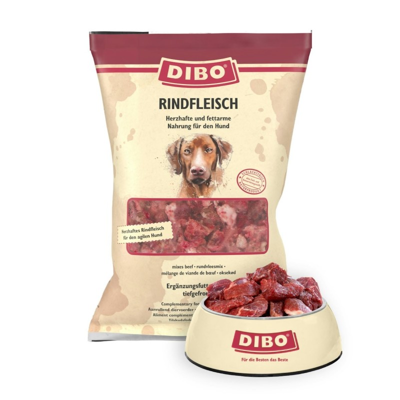 DIBO Rindfleisch Spezialfutter / Frostfutter für Hunde Sparpaket 5 x 2000 Gramm