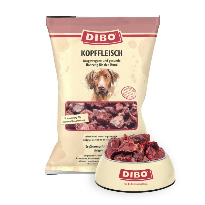 DIBO Kopffleisch Spezialfutter / Frostfutter für Hunde Sparpaket 5 x 2000 Gramm