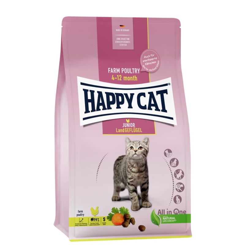 HAPPY CAT Supreme Young Junior Land-Geflügel Katzentrockenfutter 4 Kilogramm