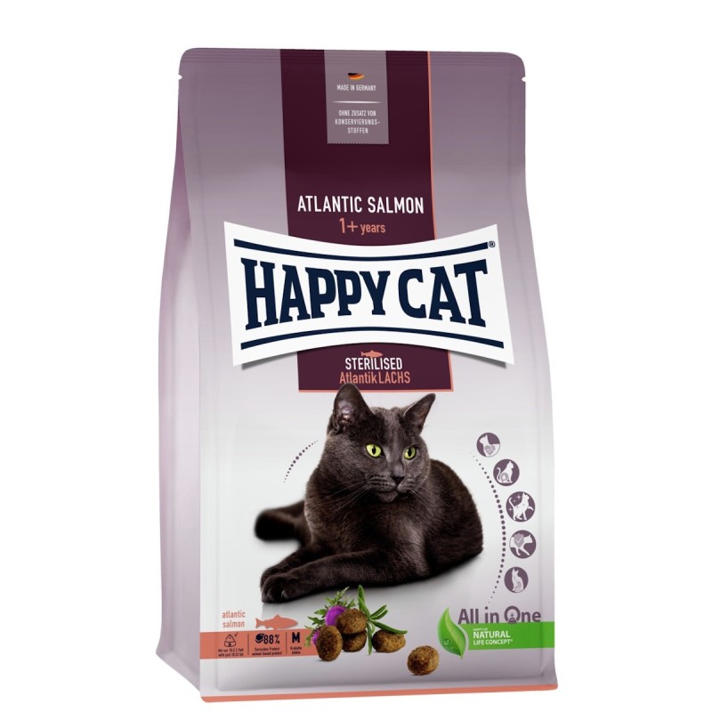 HAPPY CAT Supreme Sterilised Adult Atlantik-Lachs Katzentrockenfutter 4 Kilogramm