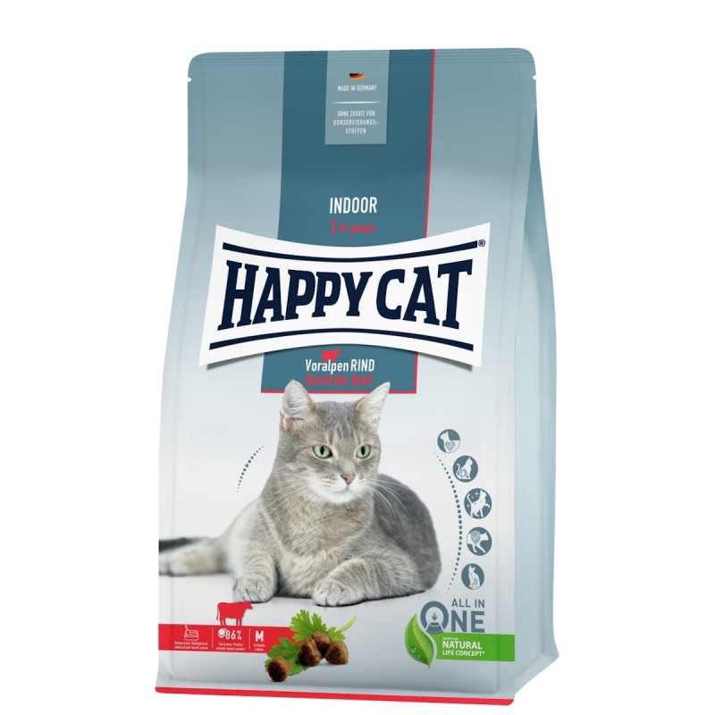 HAPPY CAT Supreme Indoor Adult Voralpen-Rind Katzentrockenfutter 4 Kilogramm