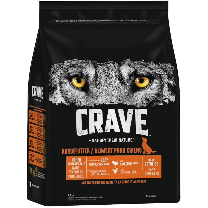 CRAVE Truthahn & Huhn Hundetrockenfutter 2,8 Kilogramm