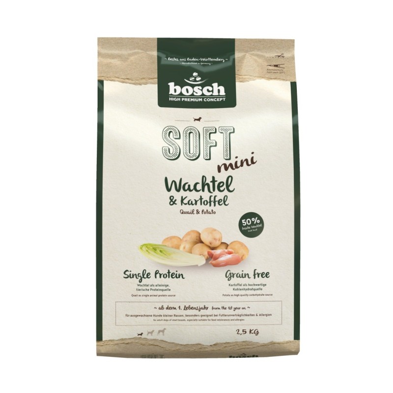 bosch SOFT Mini Wachtel & Kartoffel Hundetrockenfutter 2,5 Kilogramm