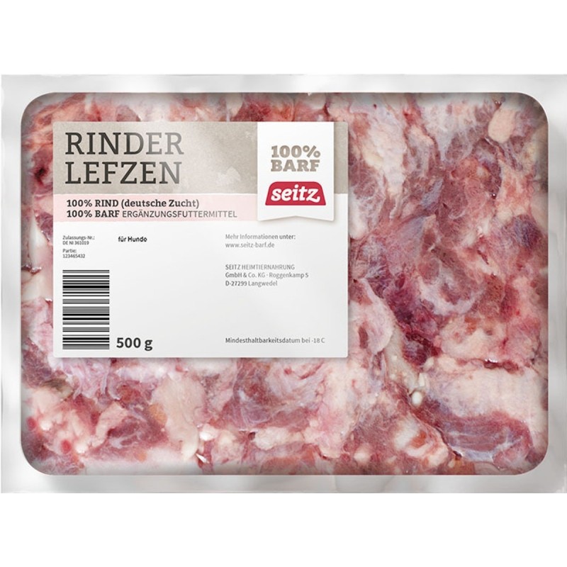 Seitz Rinderlefzen gewolft Spezialfutter / Frostfutter für Hunde Sparpaket 24 x 500 Gramm