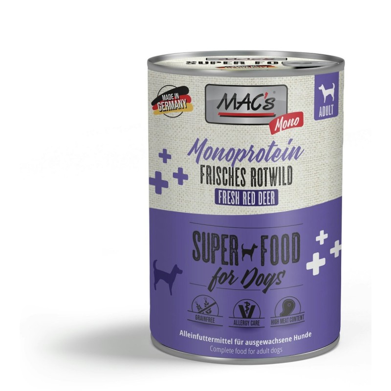 MAC's Dog MONO Sensitive 400g Dose Hundenassfutter Sparpaket 12 x 400 Gramm Wild & Hirsch