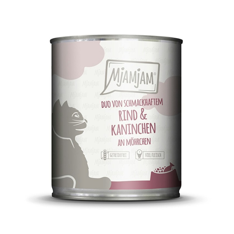 MjAMjAM – DUO 800g MjAMjAM Katze 6x800g Duo Rind und Kaninchen mit Möhrc