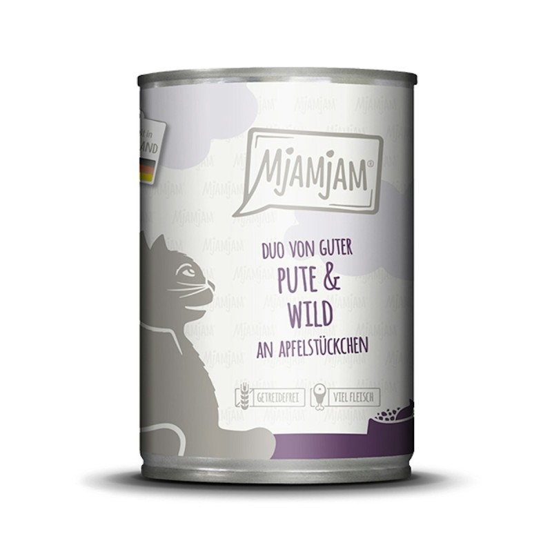 MjAMjAM – DUO 400g MjAMjAM Katze Sparpaket 12x400g DUO Pute und Wild mit Apfel