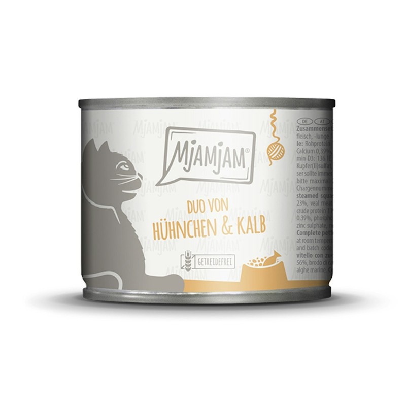 MjAMjAM – DUO 200g MjAMjAM Katze Sparpaket 12x200g DUO Hühnchen und Kalb mit Kürbis