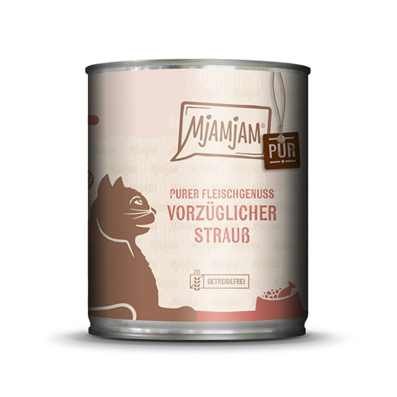 MjAMjAM – ausgewählte Fleischsorten 800g für Katze MjAMjAM Katze Sparpaket 12x800g Strauß pur