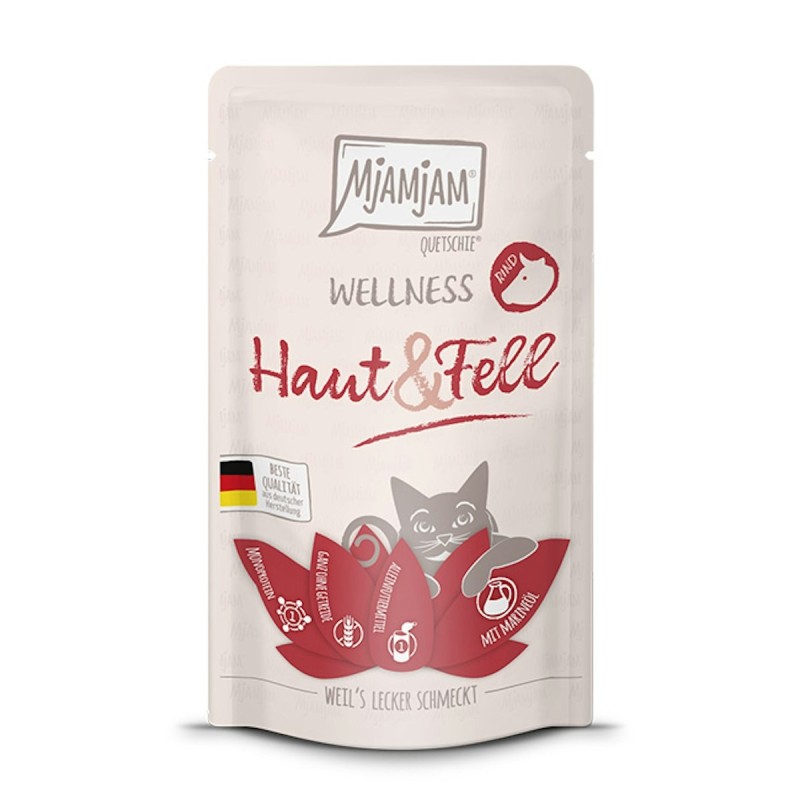 MjAMjAM – Wellness 125g MjAMjAM Katze Sparpaket 24x125g Wellness Haut und Fell Rind